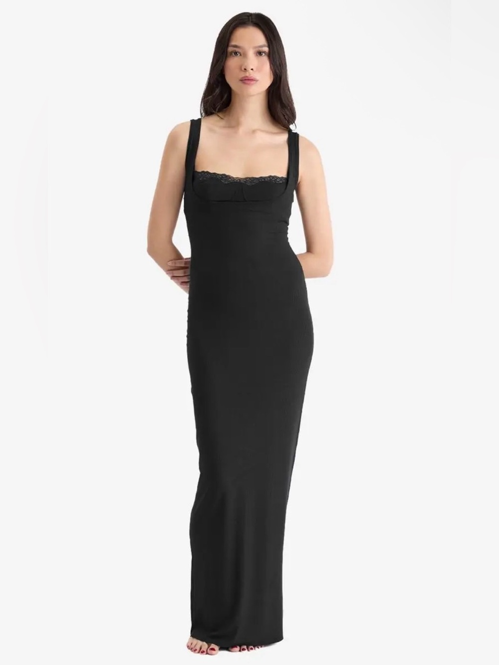 SKIMS NWT Soft Lounge Lace Tank Dress in Onyx Size Large